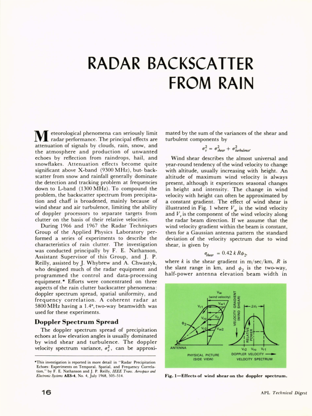 Radar Backscatter from Rain