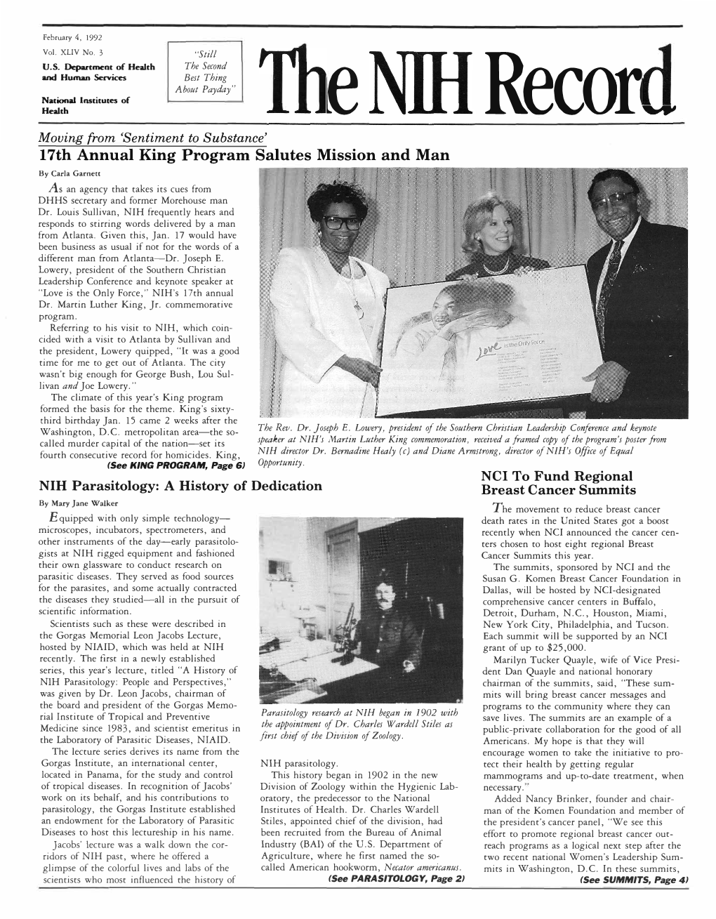 February 4, 1992, NIH Record, Vol. XLIV, No. 3