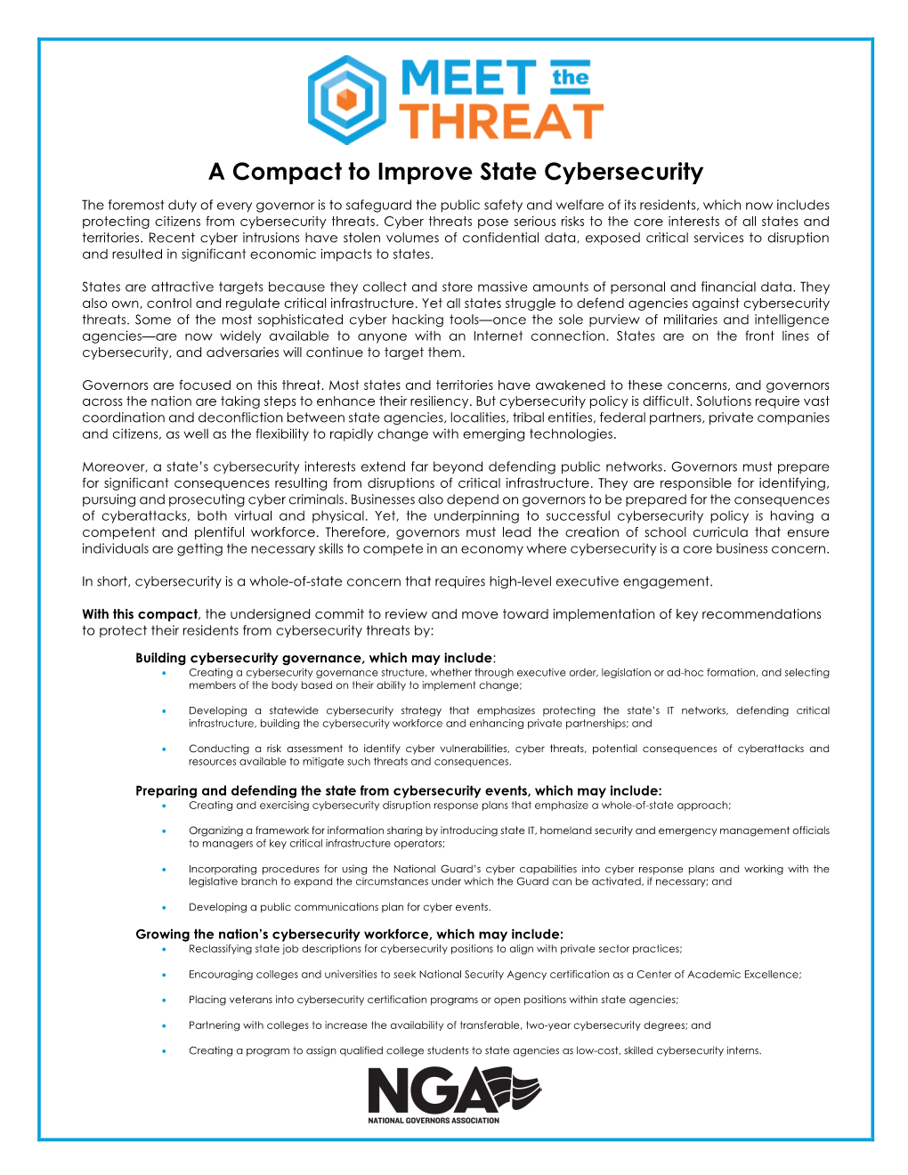 A Compact to Improve State Cybersecurity