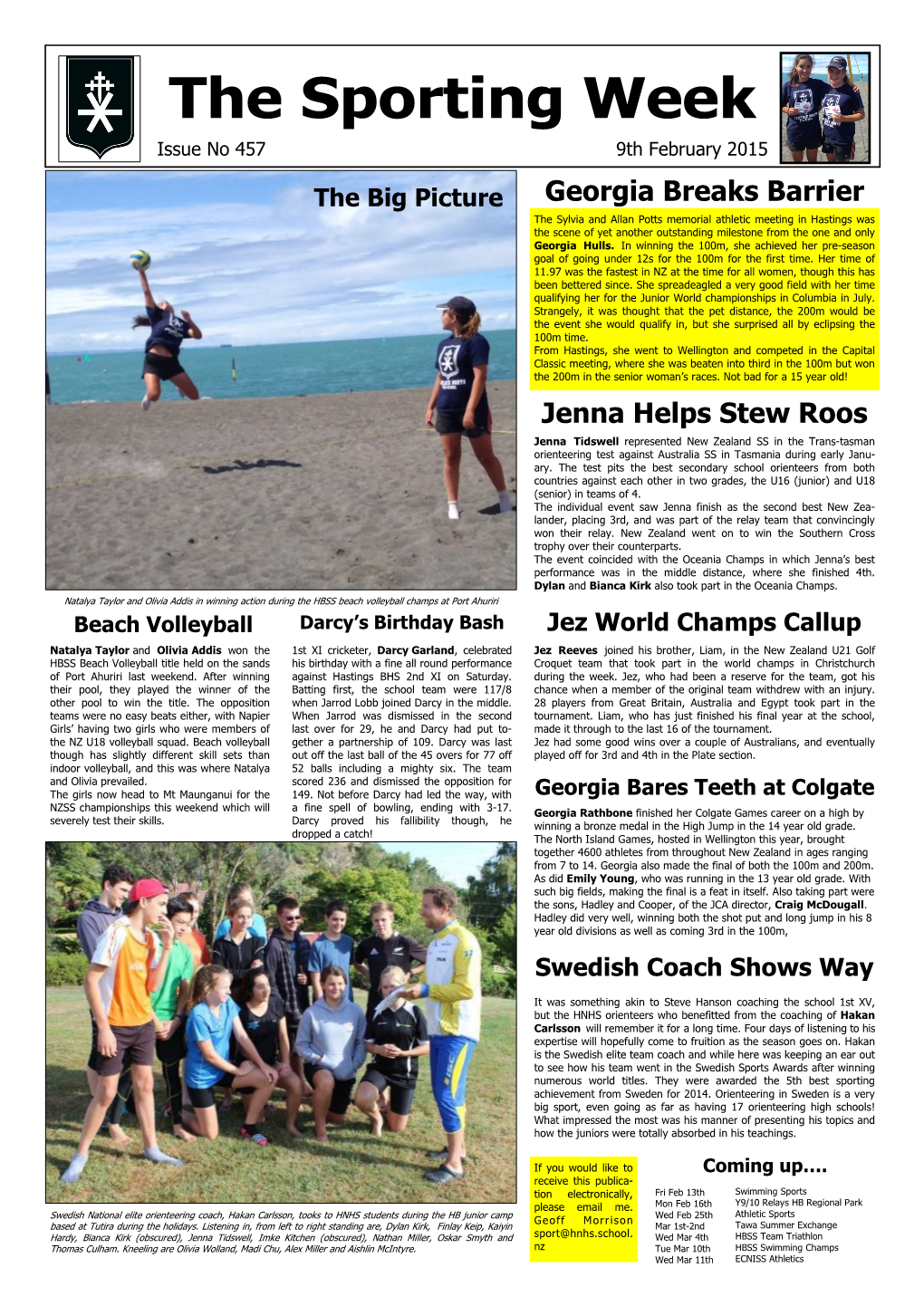 The Sporting Week Issue No 457 9Th February 2015