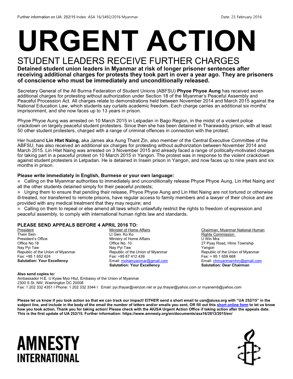 Urgent Action