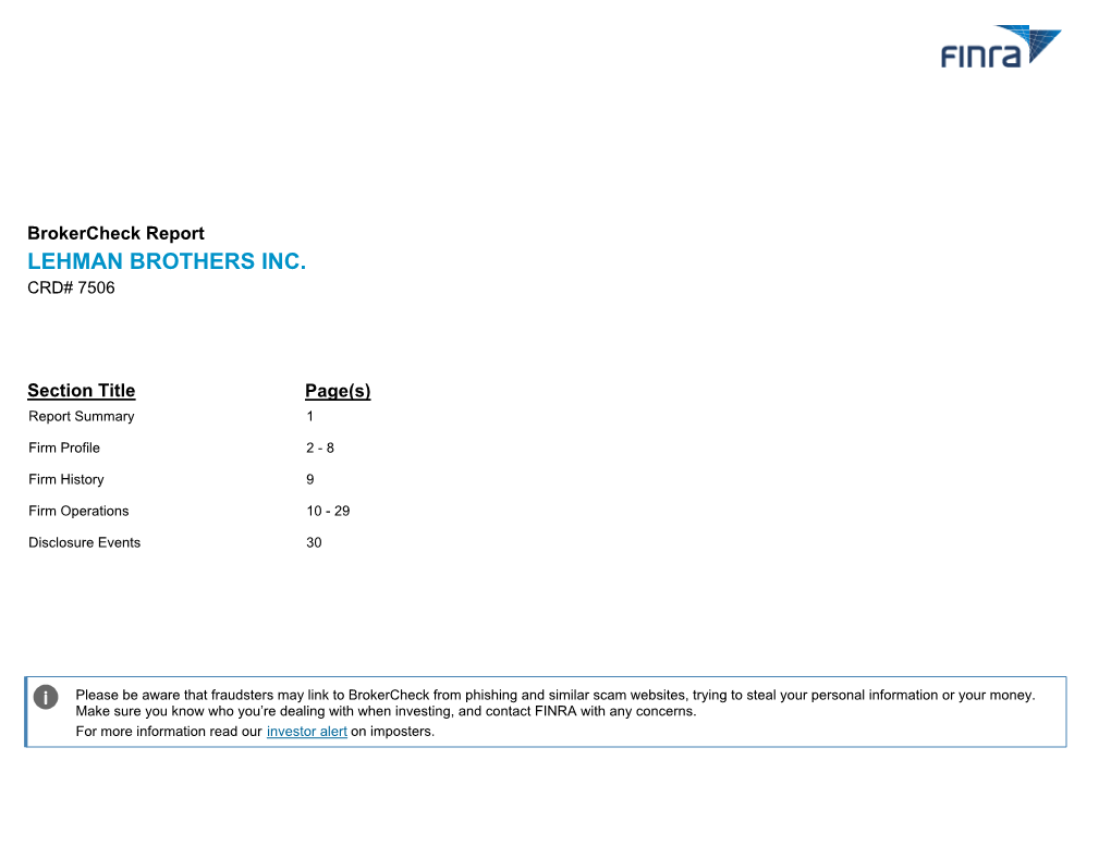 Lehman Brothers Inc. Crd# 7506