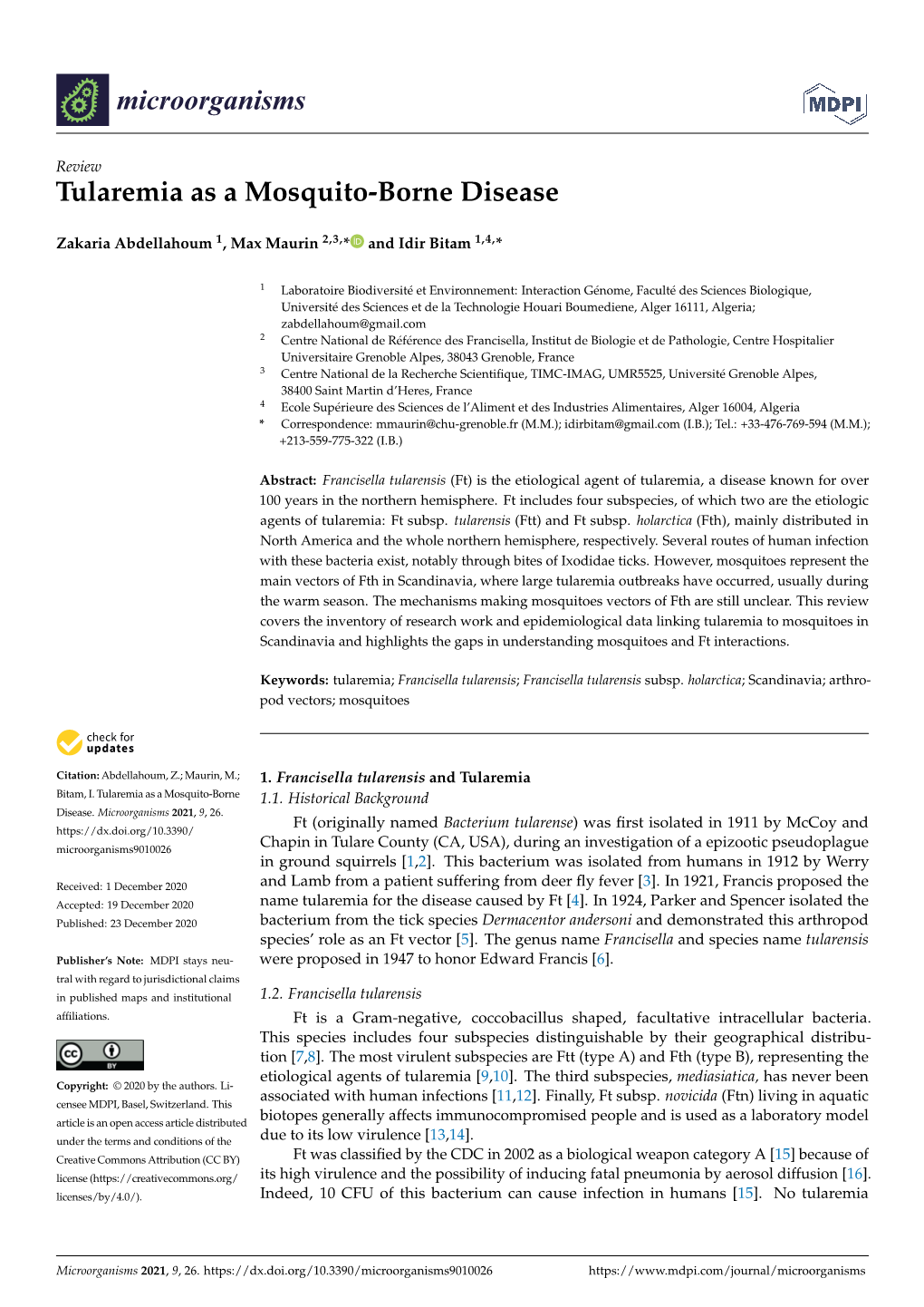 Tularemia As a Mosquito-Borne Disease