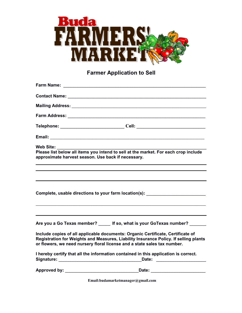 Farmer Application to Sell