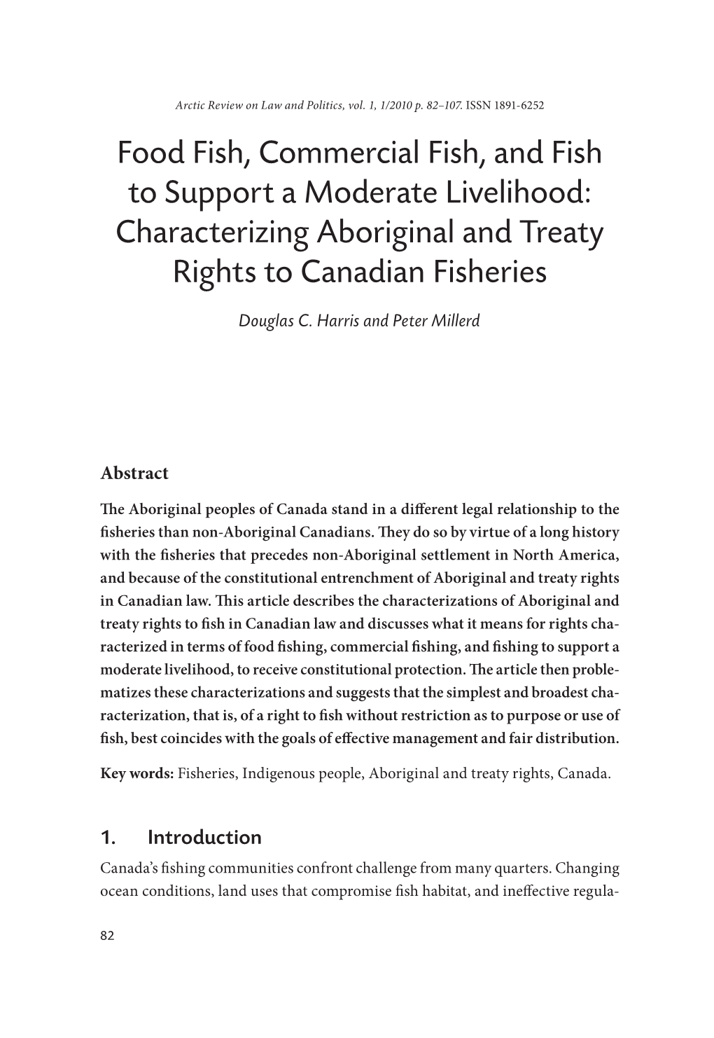 Characterizing Aboriginal and Treaty Rights to Canadian Fisheries