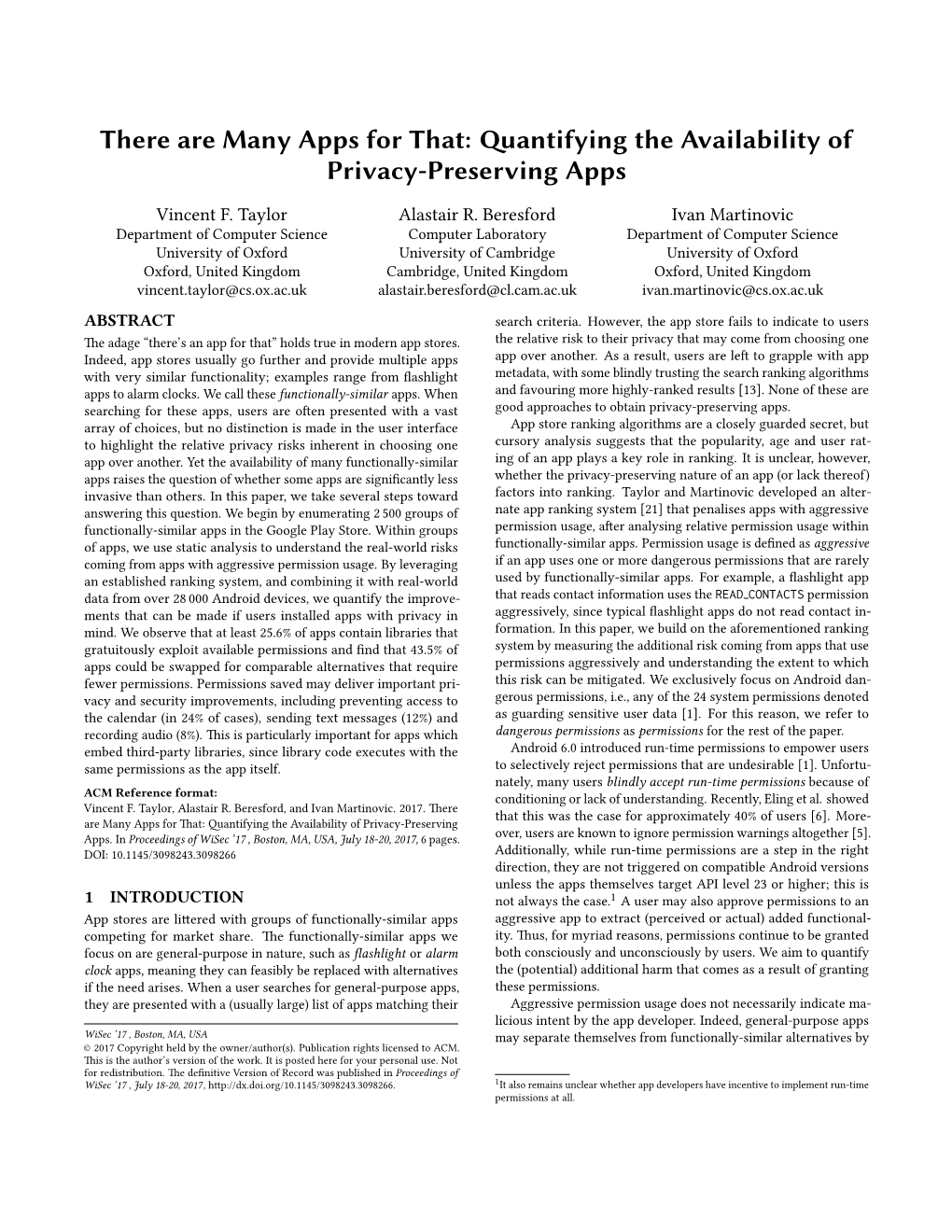 There Are Many Apps for That: ƒAntifying the Availability of Privacy-Preserving Apps