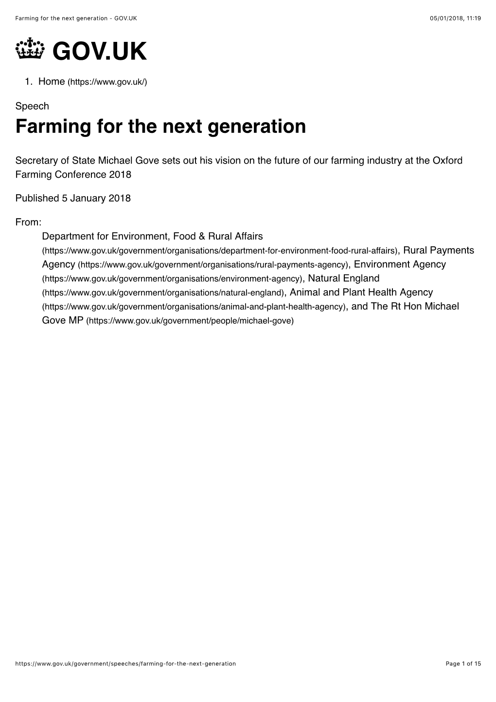 Farming for the Next Generation - GOV.UK 05/01/2018, 11:19 GOV.UK