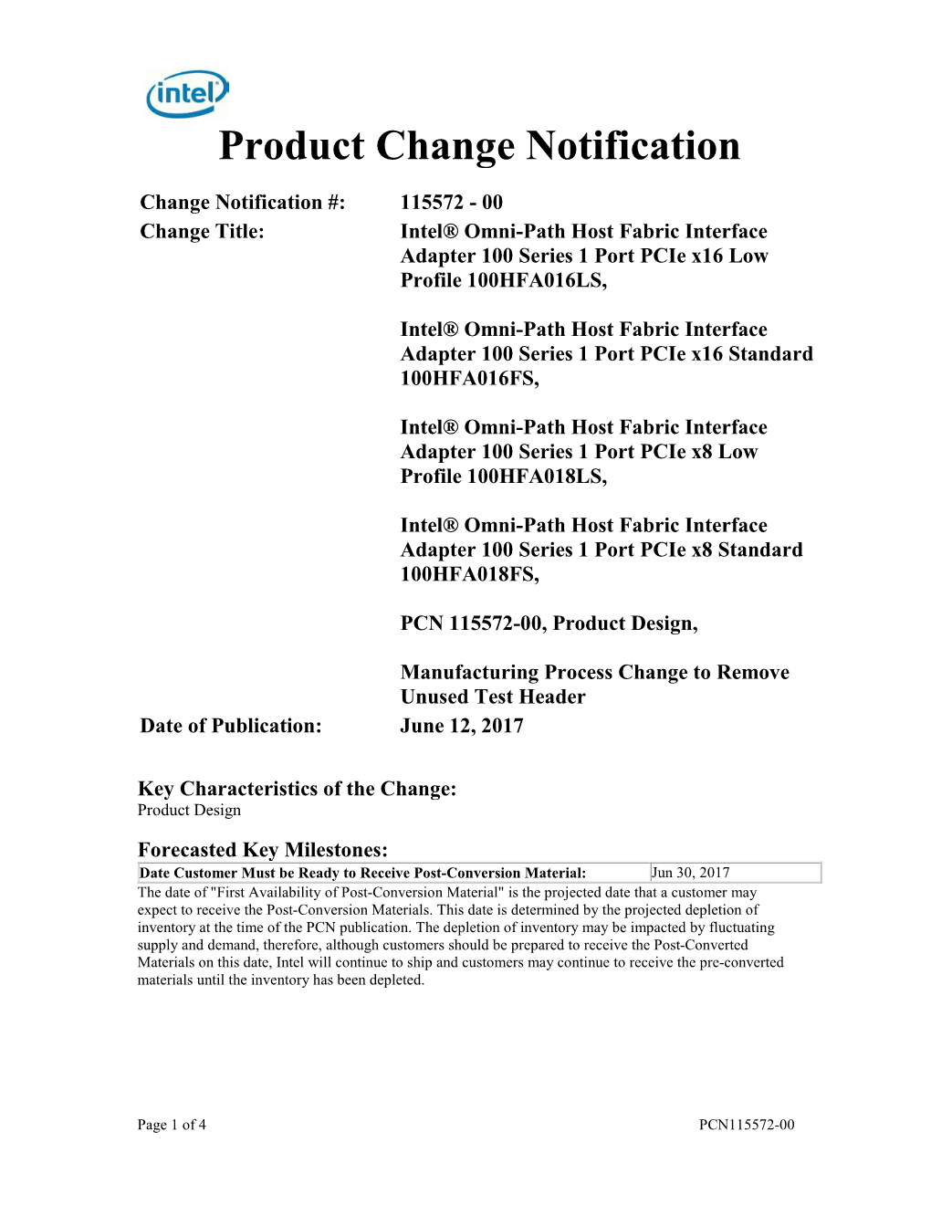 Product Change Notification 115572 - 00
