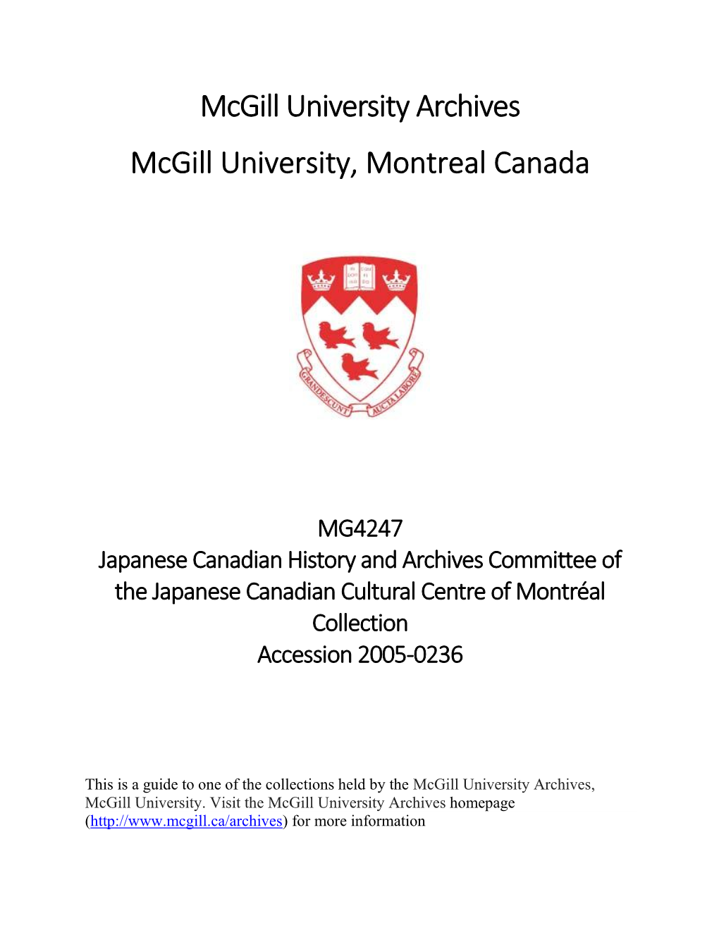 Mcgill University Archives Mcgill University, Montreal Canada