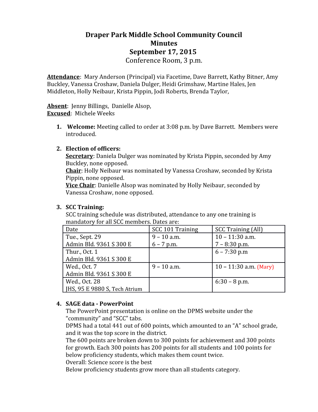 Notice Is Hereby Given That the Regular Meeting of the Crescent View Middle School Community