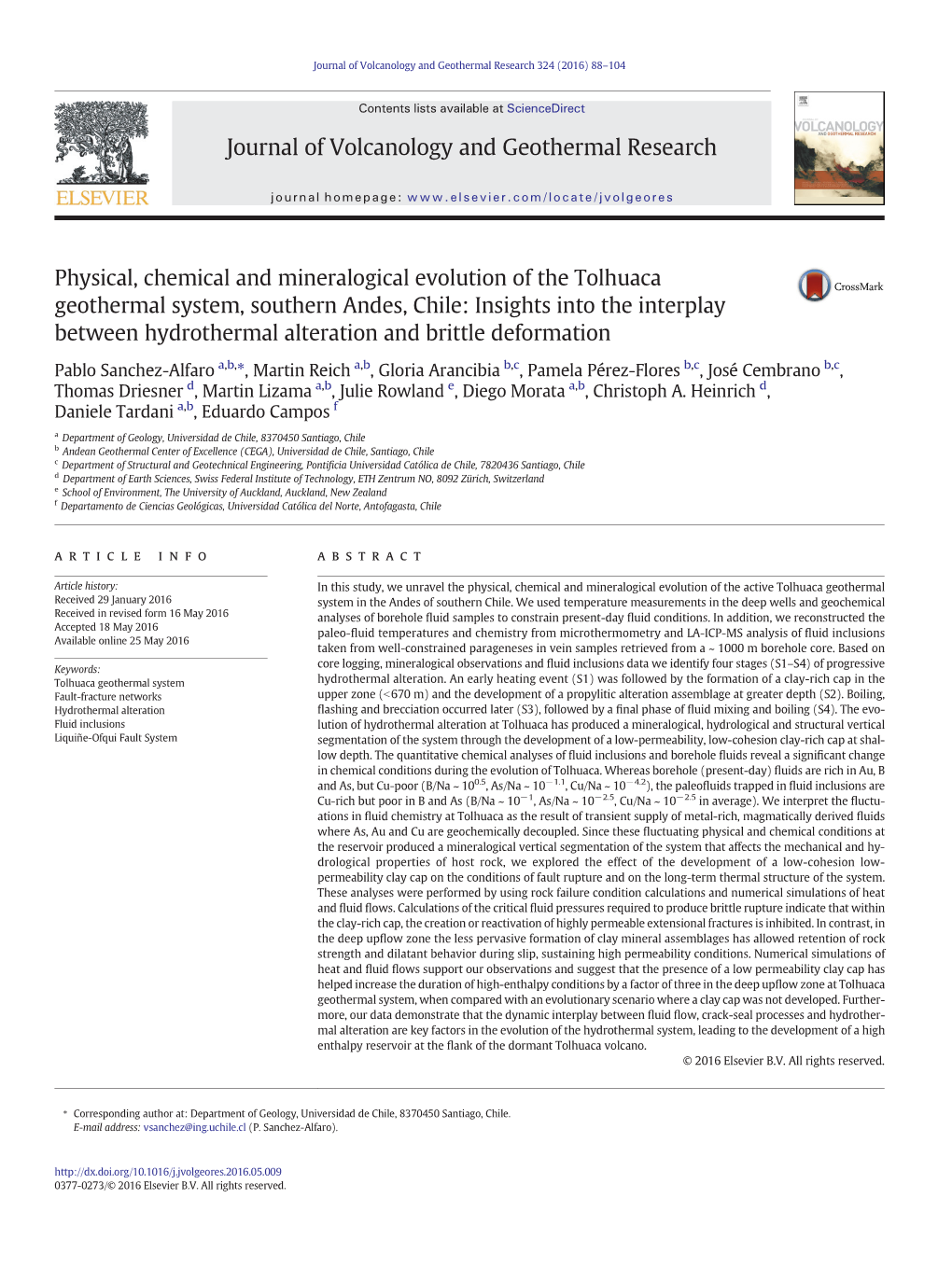 Physical, Chemical and Mineralogical Evolution of the Tolhuaca