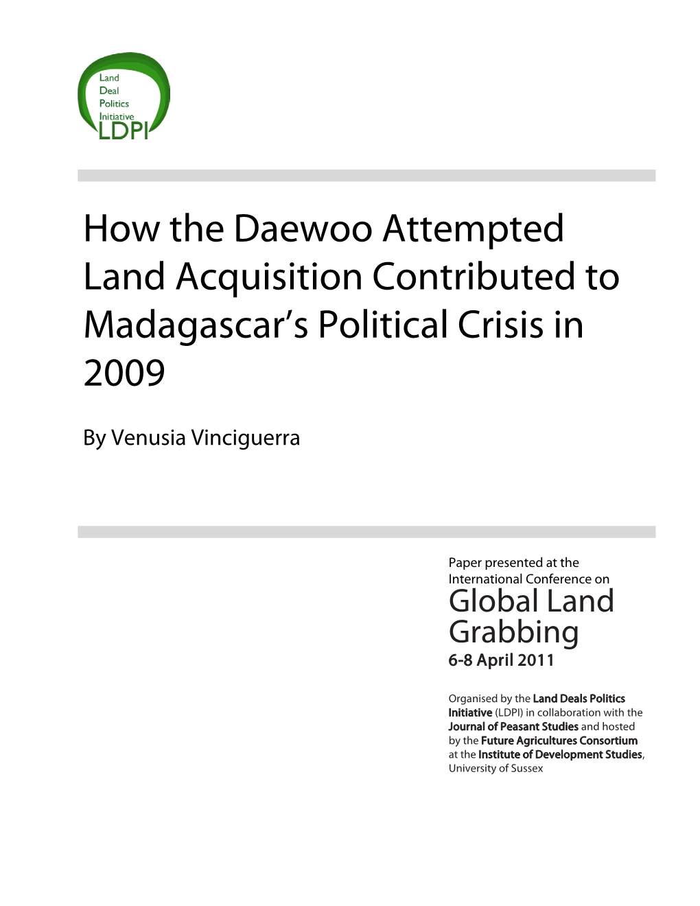 How Daewoo's Land Acquisition in Madagascar Contributed to The