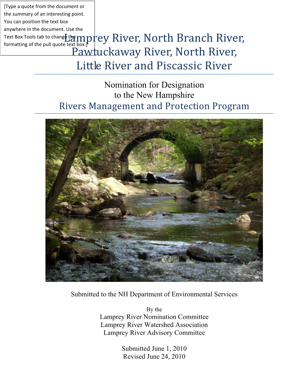 Lamprey River, North Branch River, Pawtuckaway River, North River