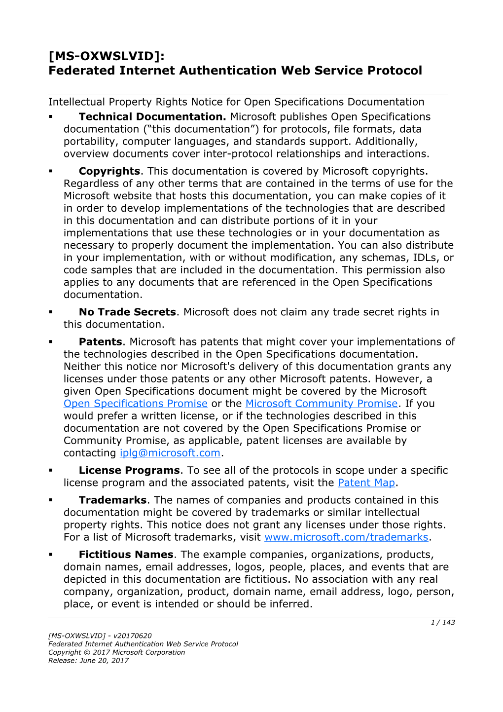 Federated Internet Authentication Web Service Protocol