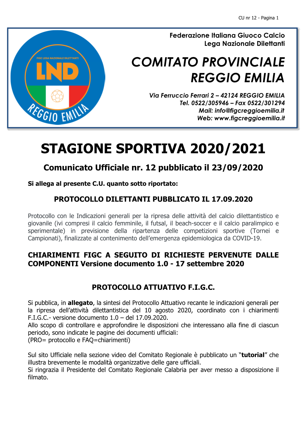 Comitato Provinciale Reggio Emilia
