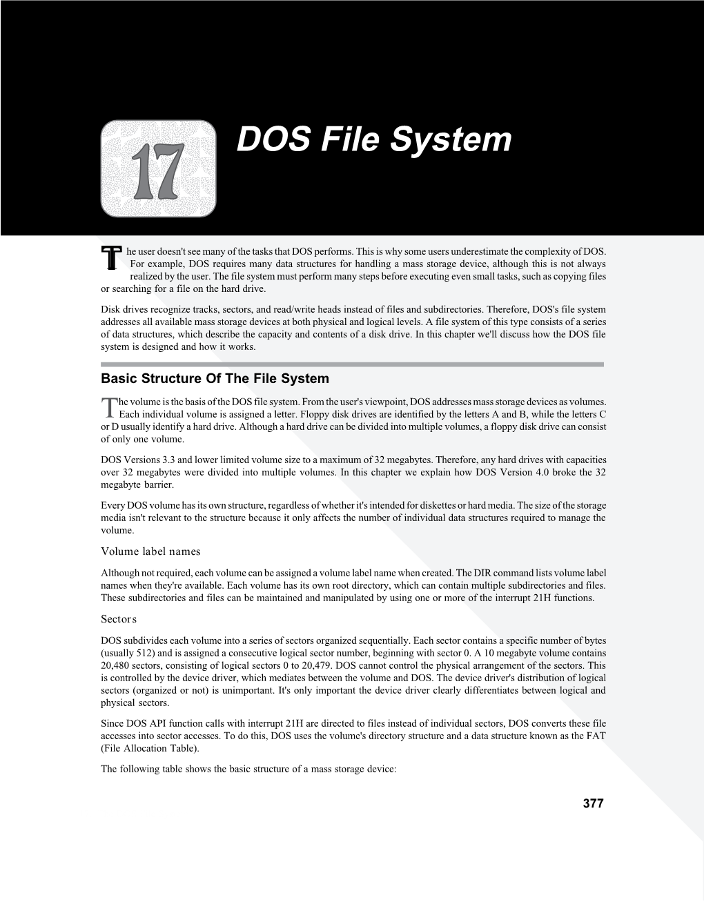 DOS File System a a a a a a Aa a 17A Aaa A
