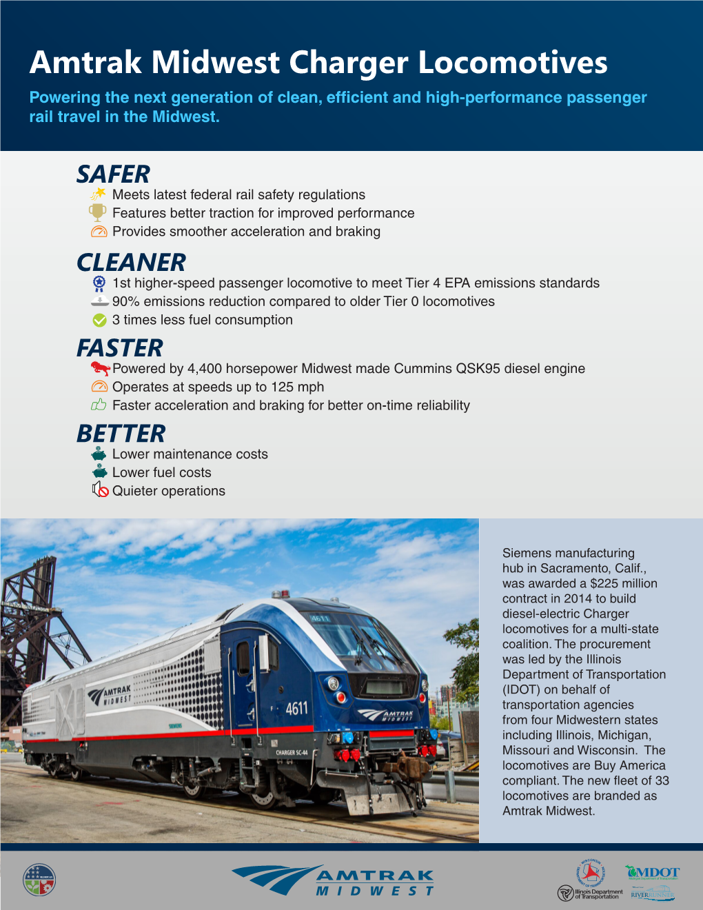 Amtrak Midwest Charger Locomotives Powering the Next Generation of Clean, Efficient and High-Performance Passenger Rail Travel in the Midwest