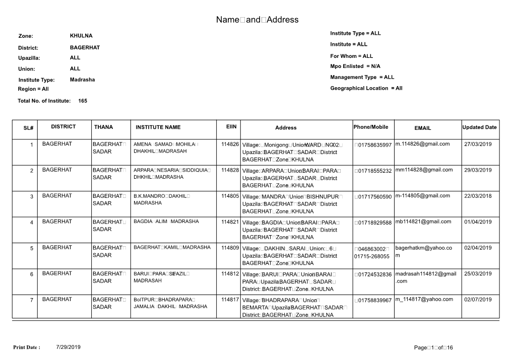 Name and Address