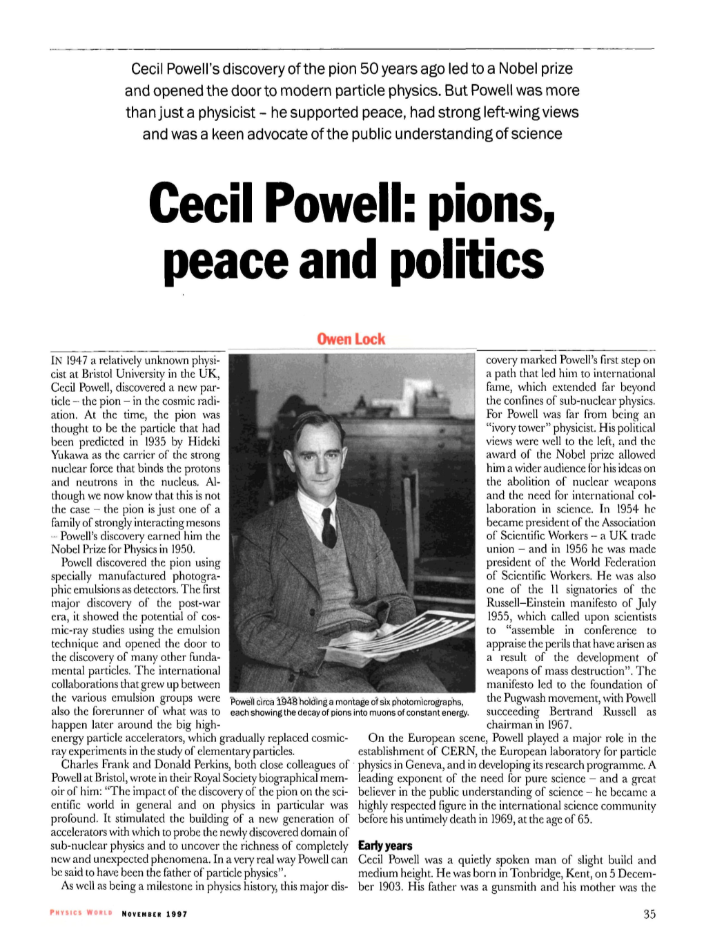 Cecil Powell: Pions, Peace and Politics