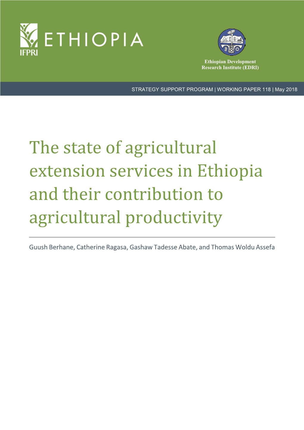 The State of Agricultural Extension Services in Ethiopia and Their Contribution to Agricultural Productivity