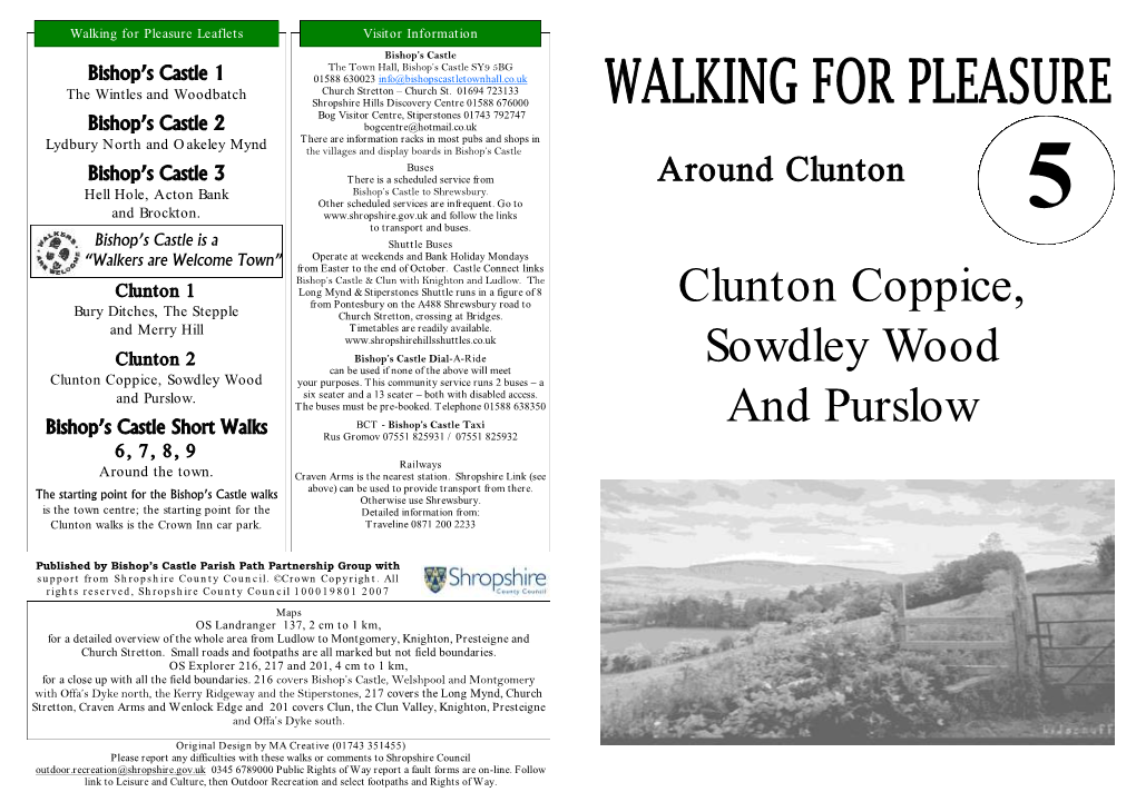 Clunton Coppice, Sowdley Wood and Purslow