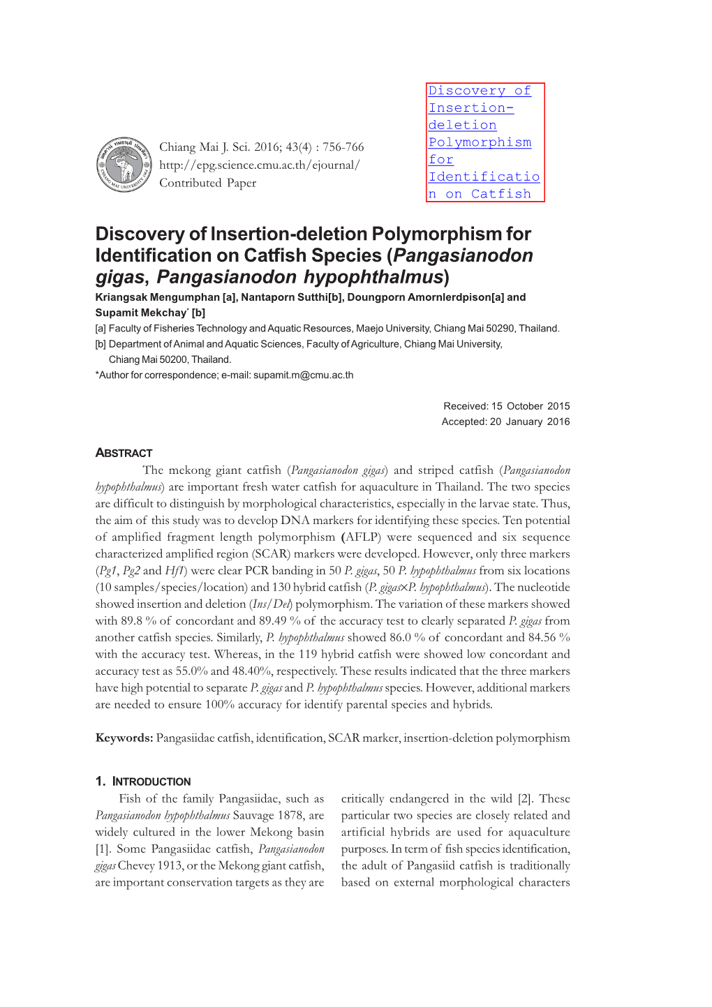 Discovery of Insertion-Deletion Polymorphism For