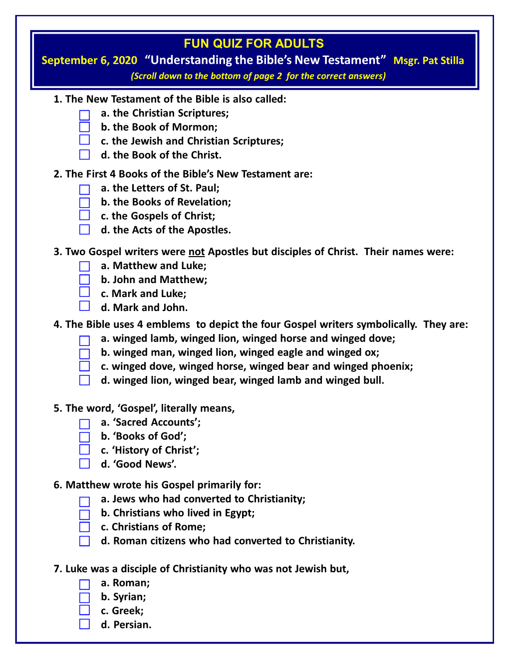 “Understanding the Bible's New Testament”