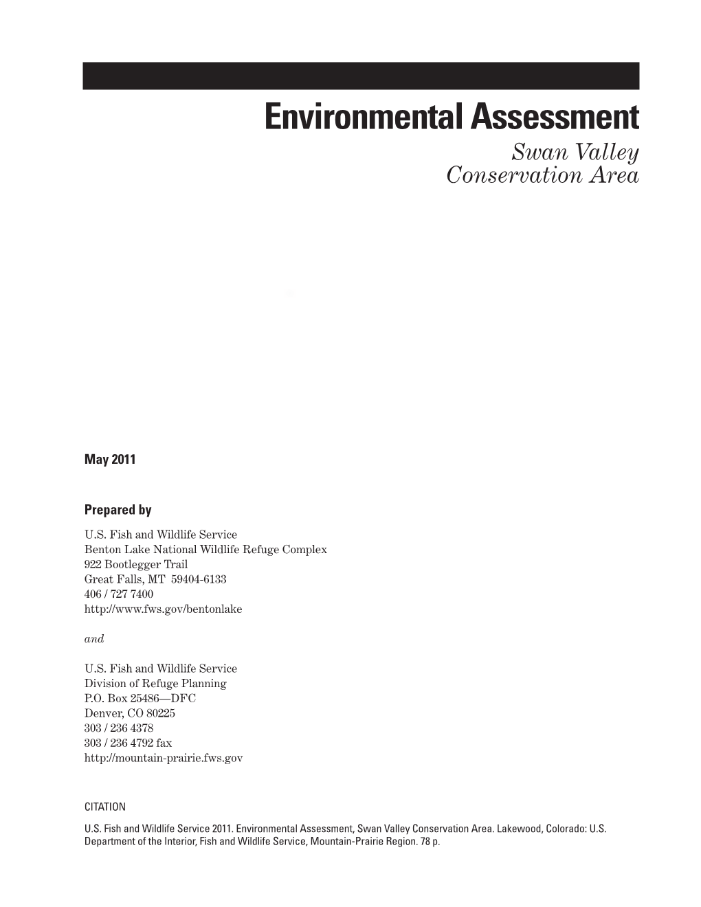 Swan Valley Conservation Area: Environmental Assessment