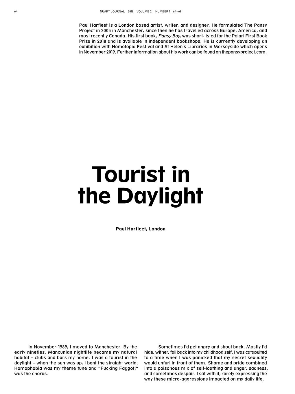 Paul Harfleet Tourist in the Daylight (PDF)