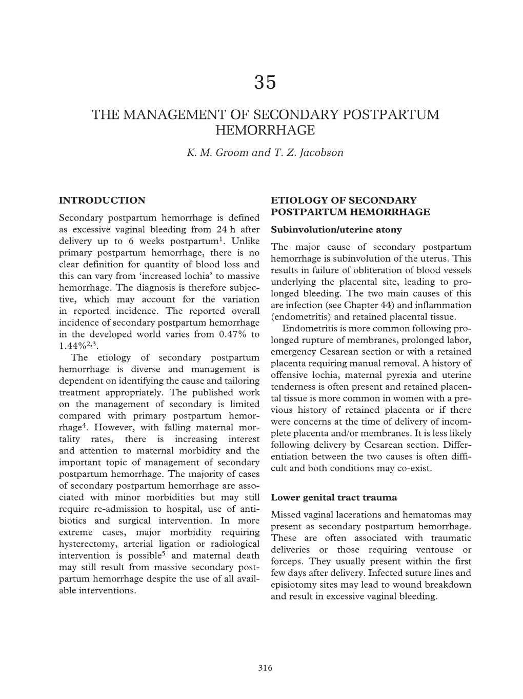 Chapter 35: the Management of Secondary Postpartum Hemorrhage