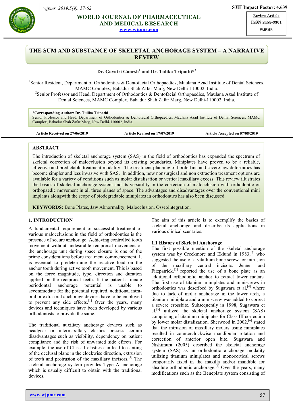 The Sum and Substance of Skeletal Anchorage System – a Narrative Review