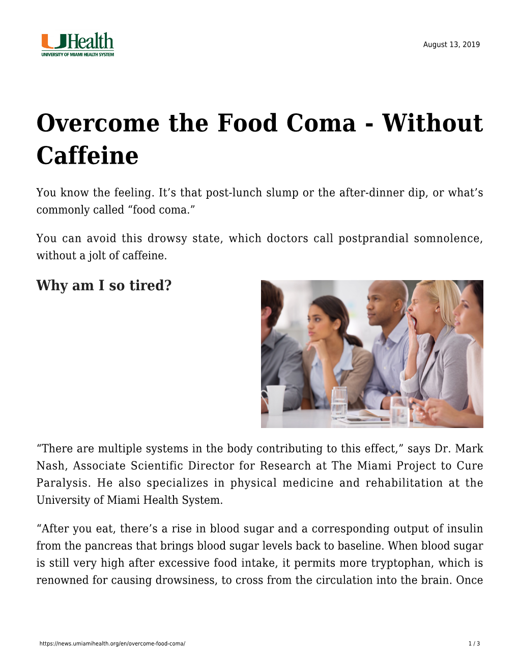 Overcome the Food Coma - Without Caffeine