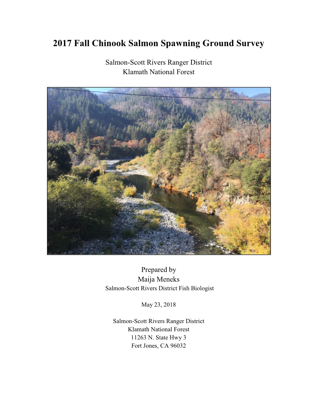 2017 Fall Chinook Salmon Spawning Ground Survey