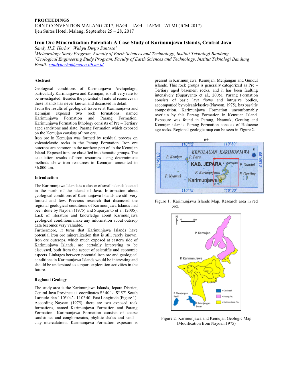 Iron Ore Mineralization Potential: a Case Study of Karimunjawa Islands, Central Java Sandy H.S