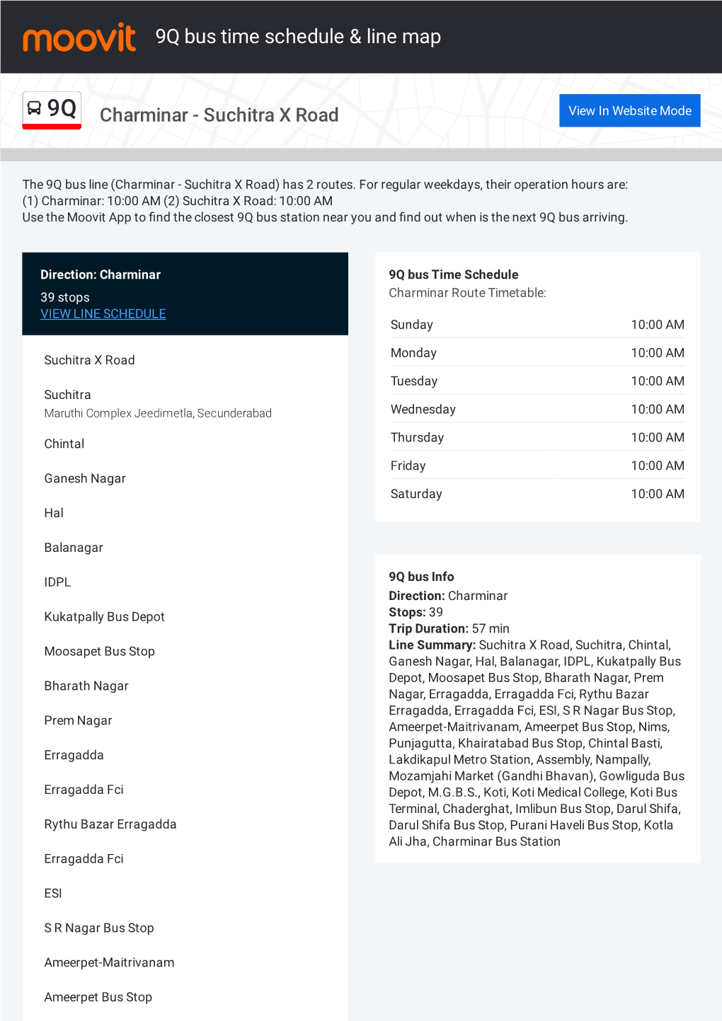 9Q Bus Time Schedule & Line Route