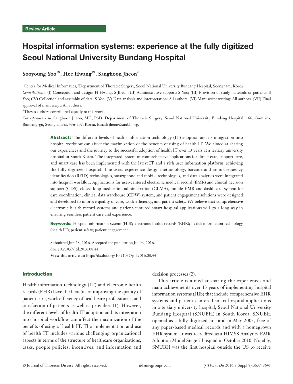 Experience at the Fully Digitized Seoul National University Bundang Hospital