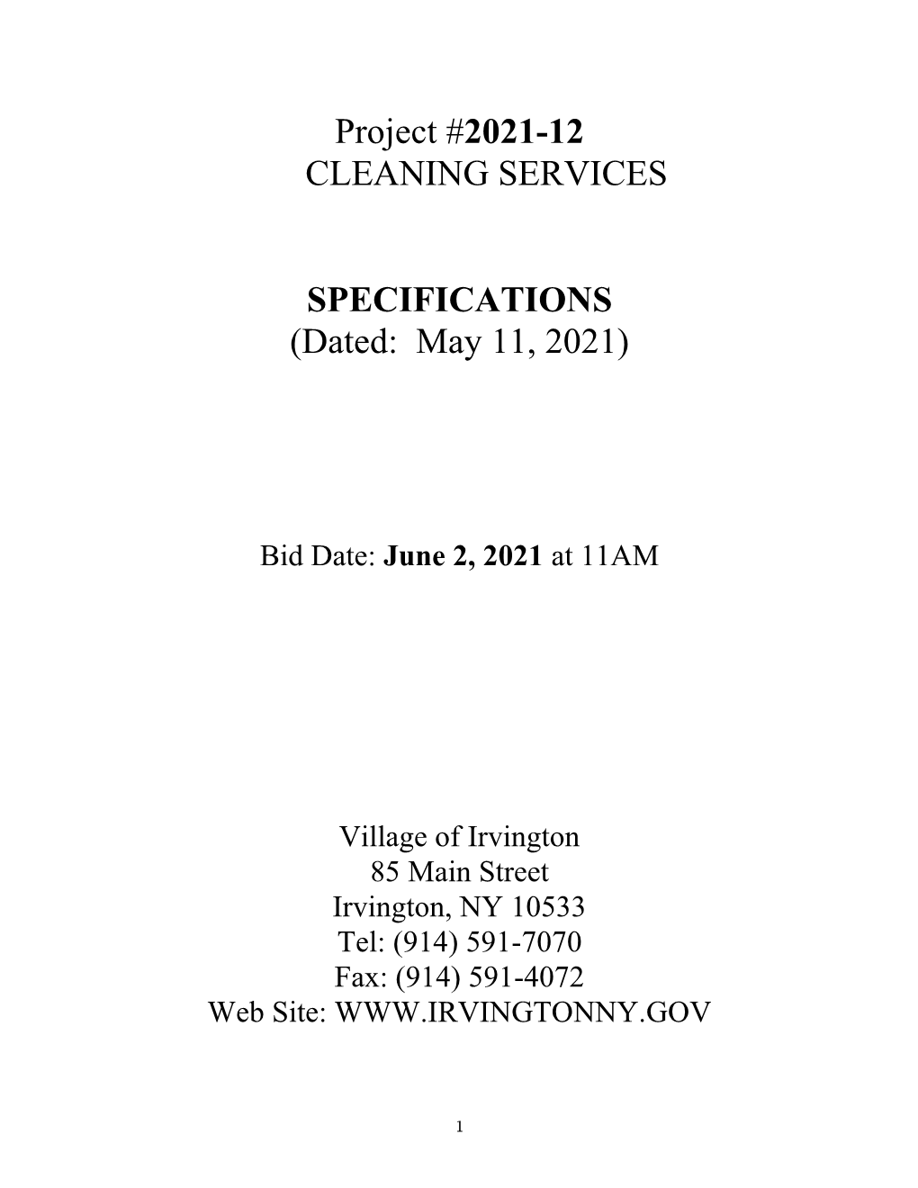 Project #2021-12 CLEANING SERVICES