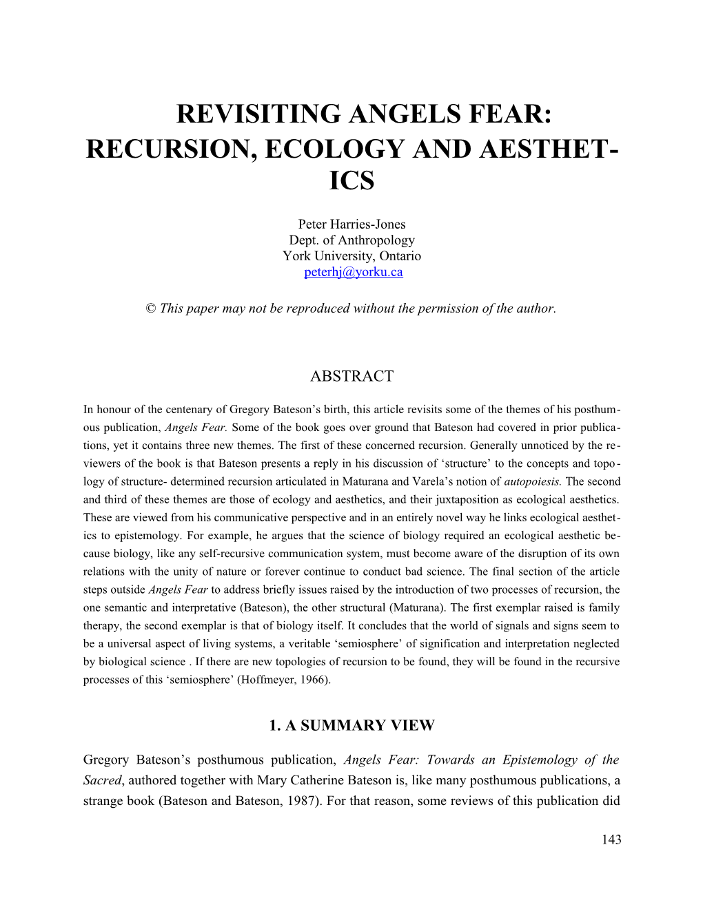 Recursion, Ecology and Aesthetics