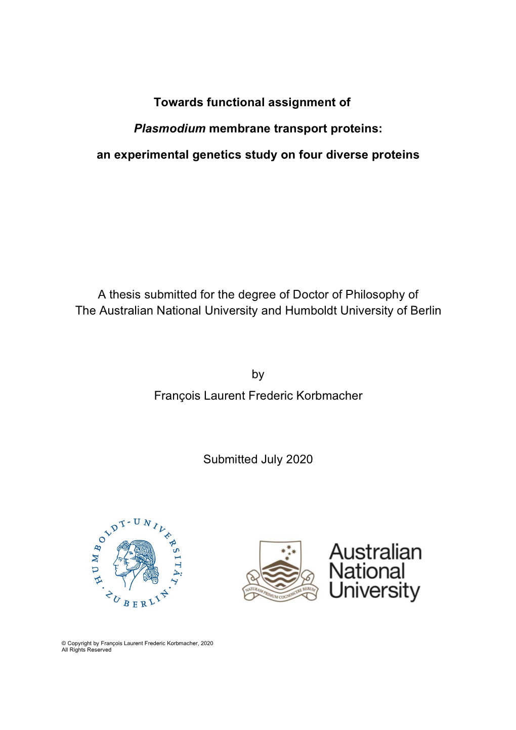 Towards Functional Assignment of Plasmodium