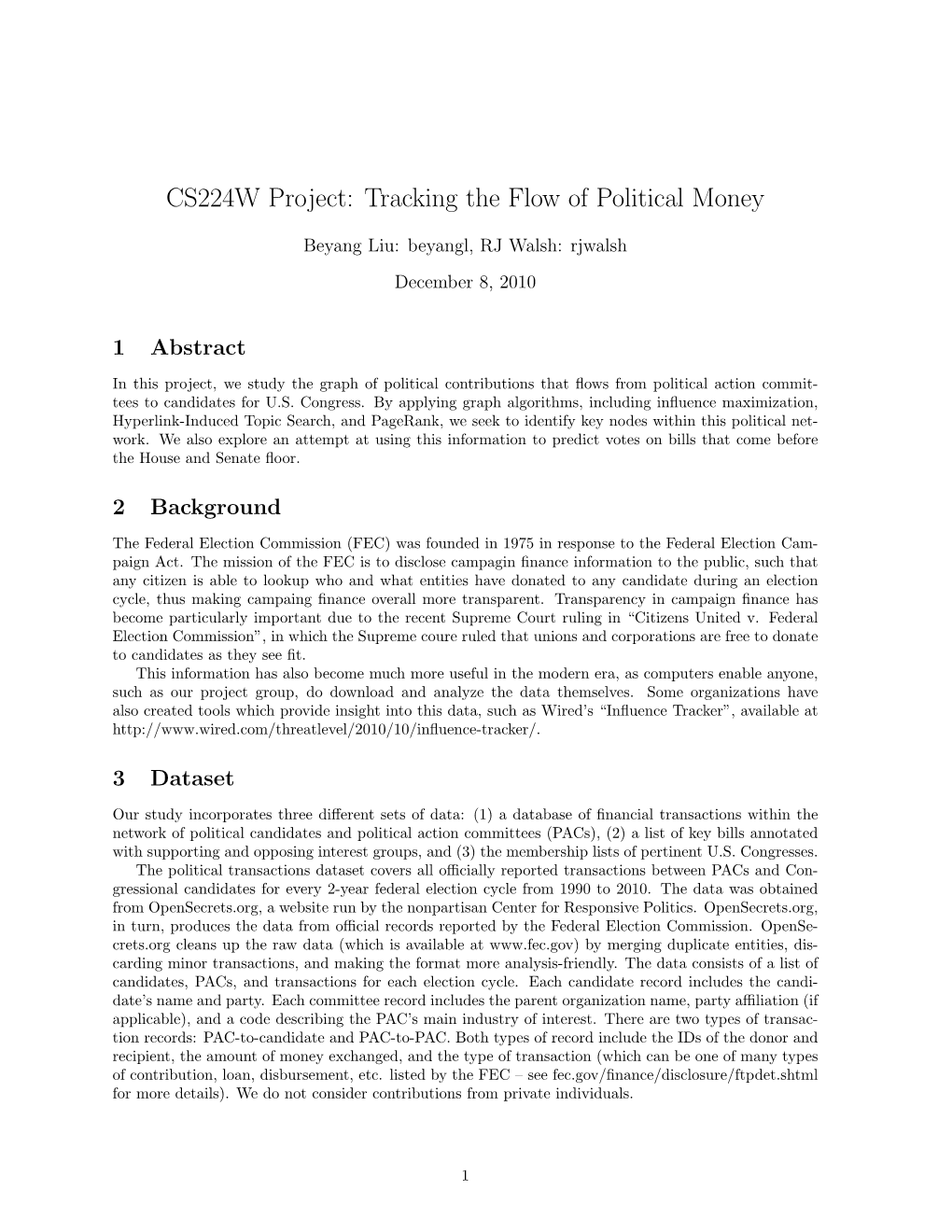 CS224W Project: Tracking the Flow of Political Money