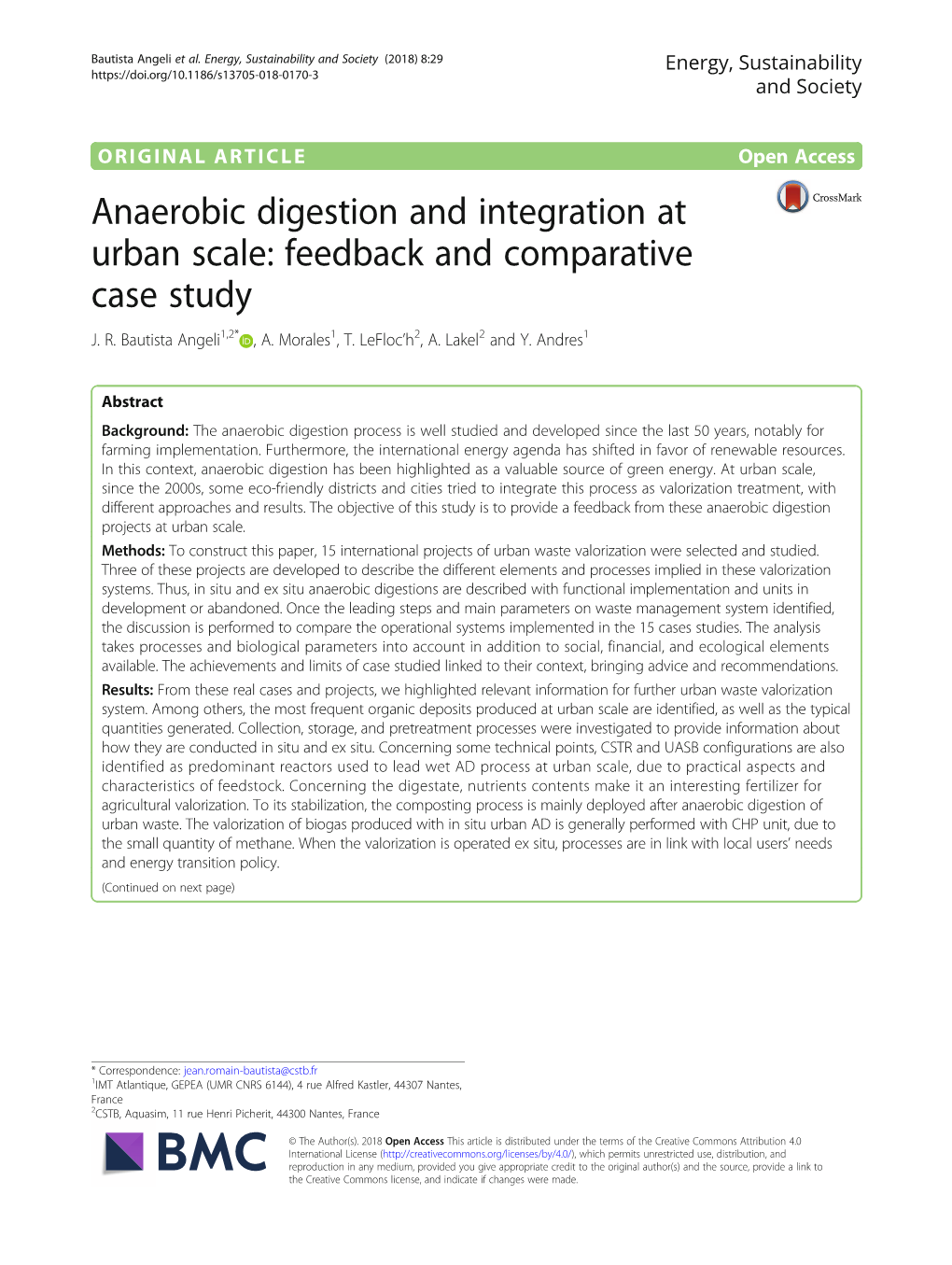 Anaerobic Digestion and Integration at Urban Scale: Feedback and Comparative Case Study J