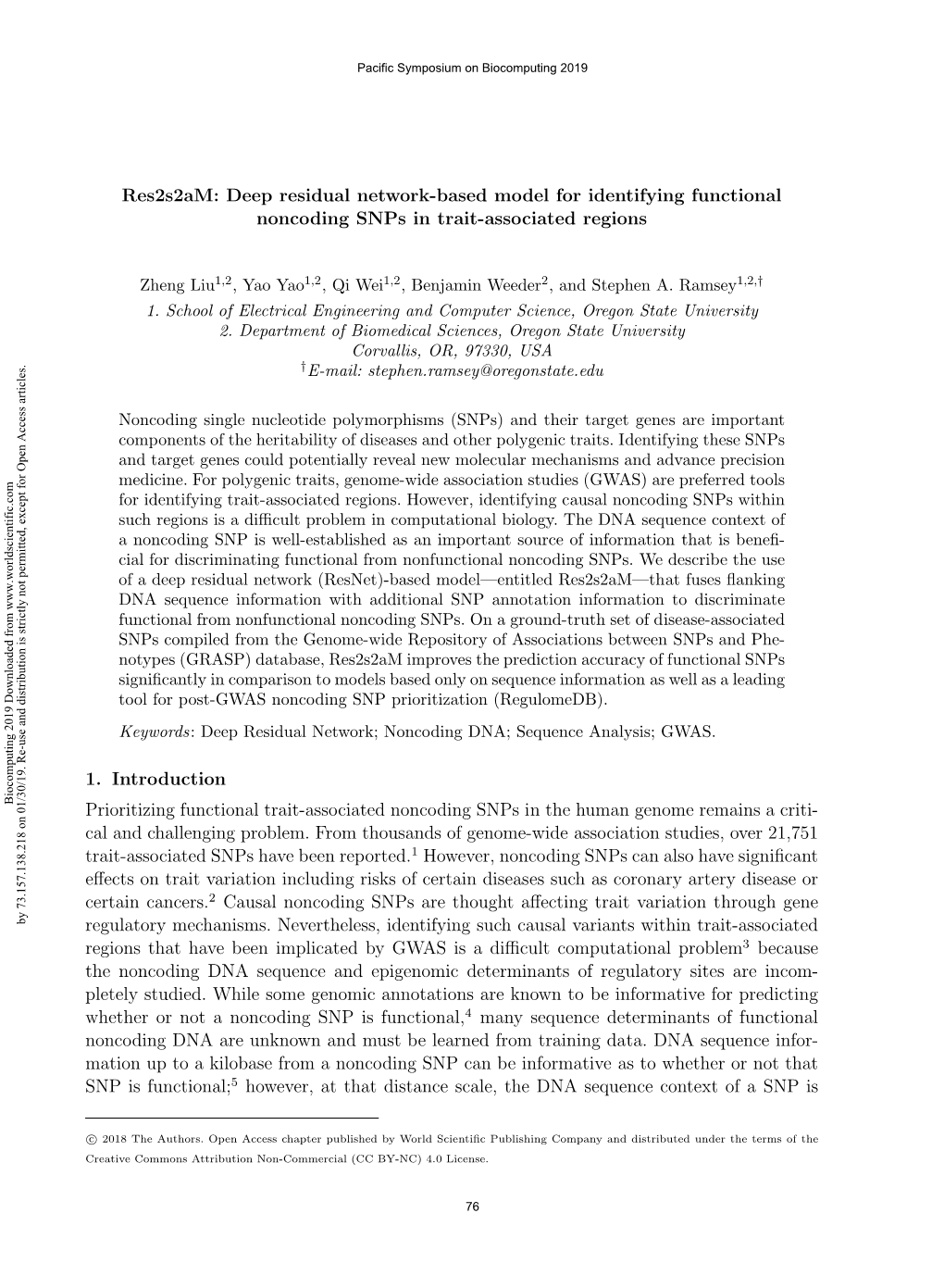 Deep Residual Network-Based Model for Identifying Functional Noncoding Snps in Trait-Associated Regions