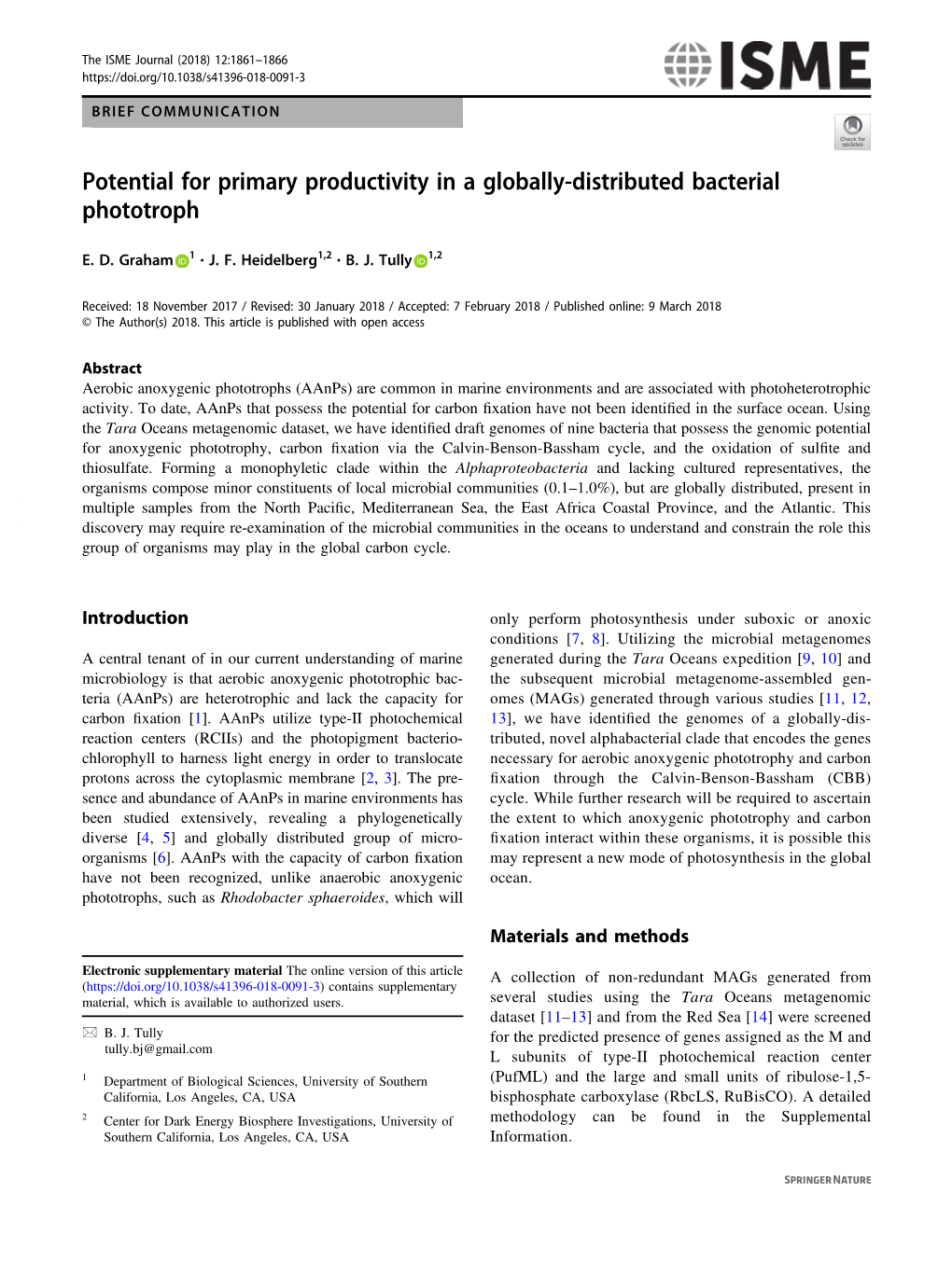 Potential for Primary Productivity in a Globally-Distributed Bacterial Phototroph