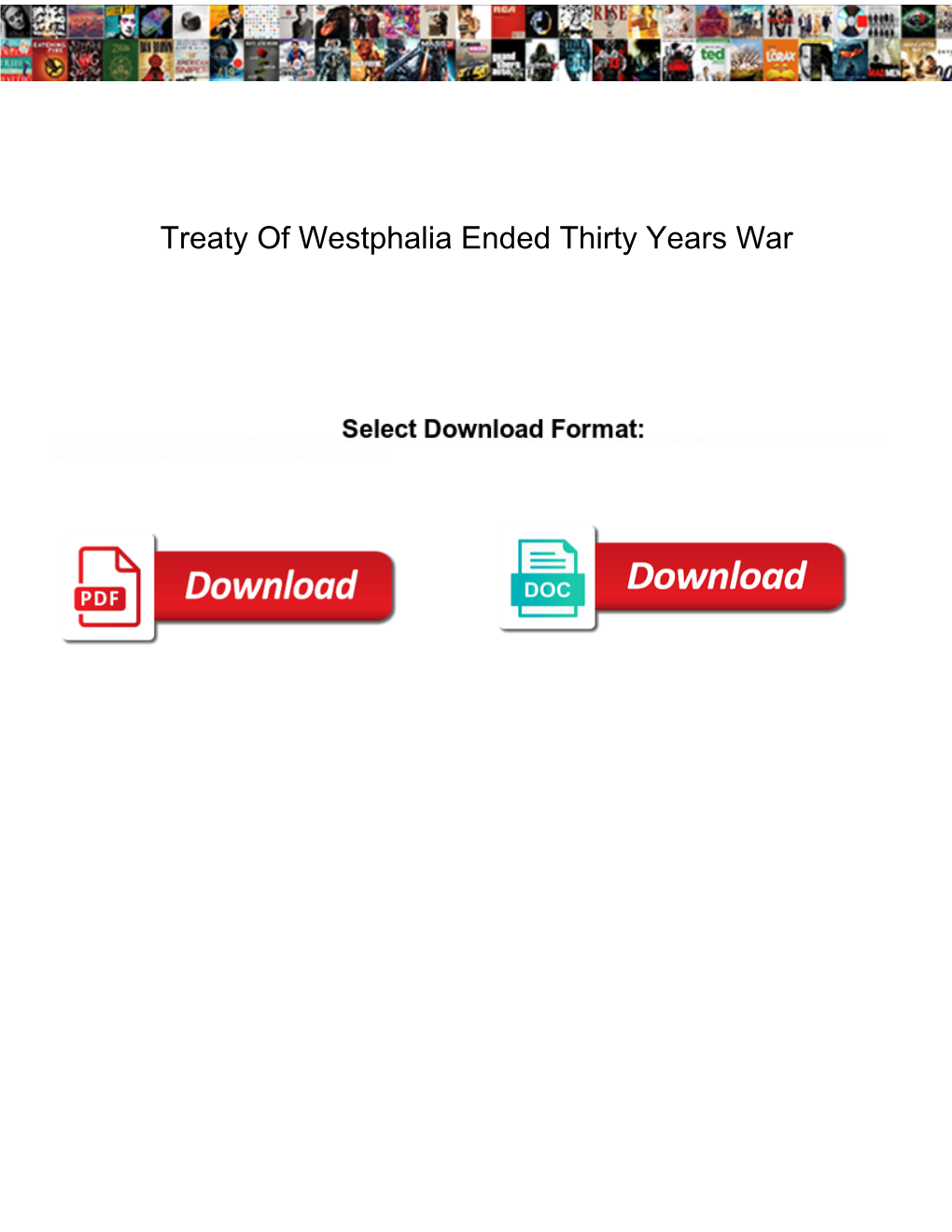 Treaty of Westphalia Ended Thirty Years War