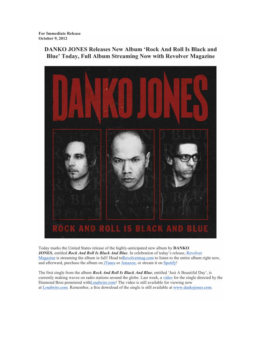 DANKO JONES Releases New Album ‘Rock and Roll Is Black and Blue’ Today, Full Album Streaming Now with Revolver Magazine