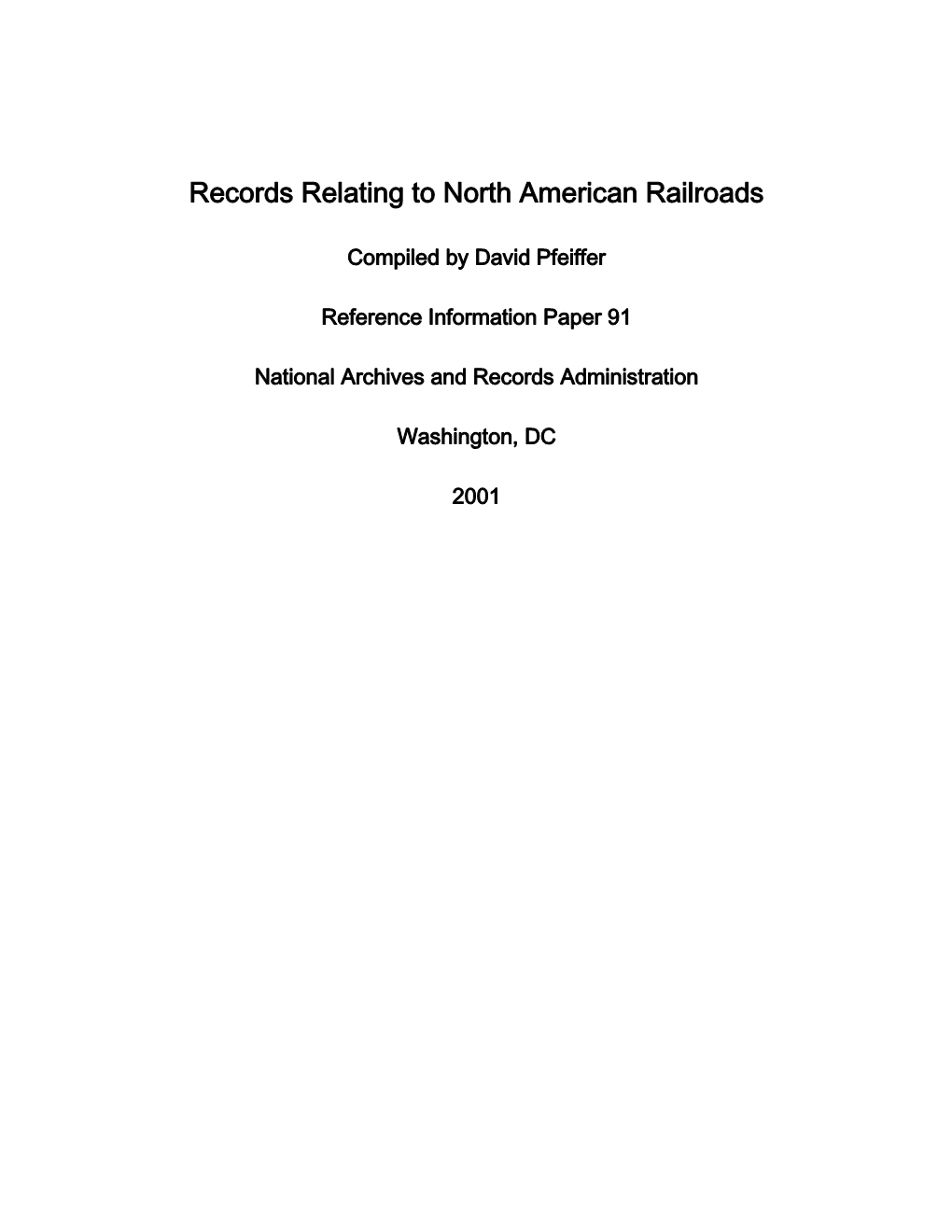 Records Relating to North American Railroads