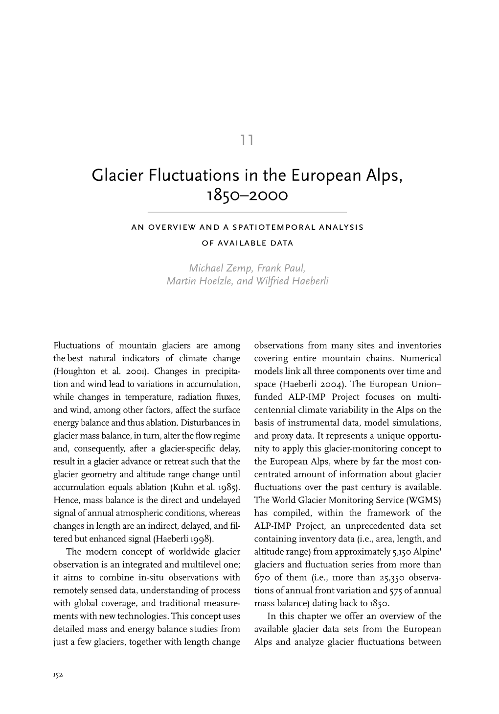 Glacier Fluctuations in the European Alps, 1850–2000