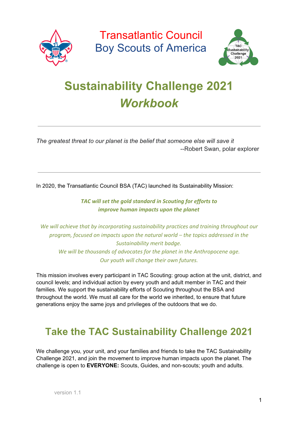 Sustainability Challenge 2021 Workbook