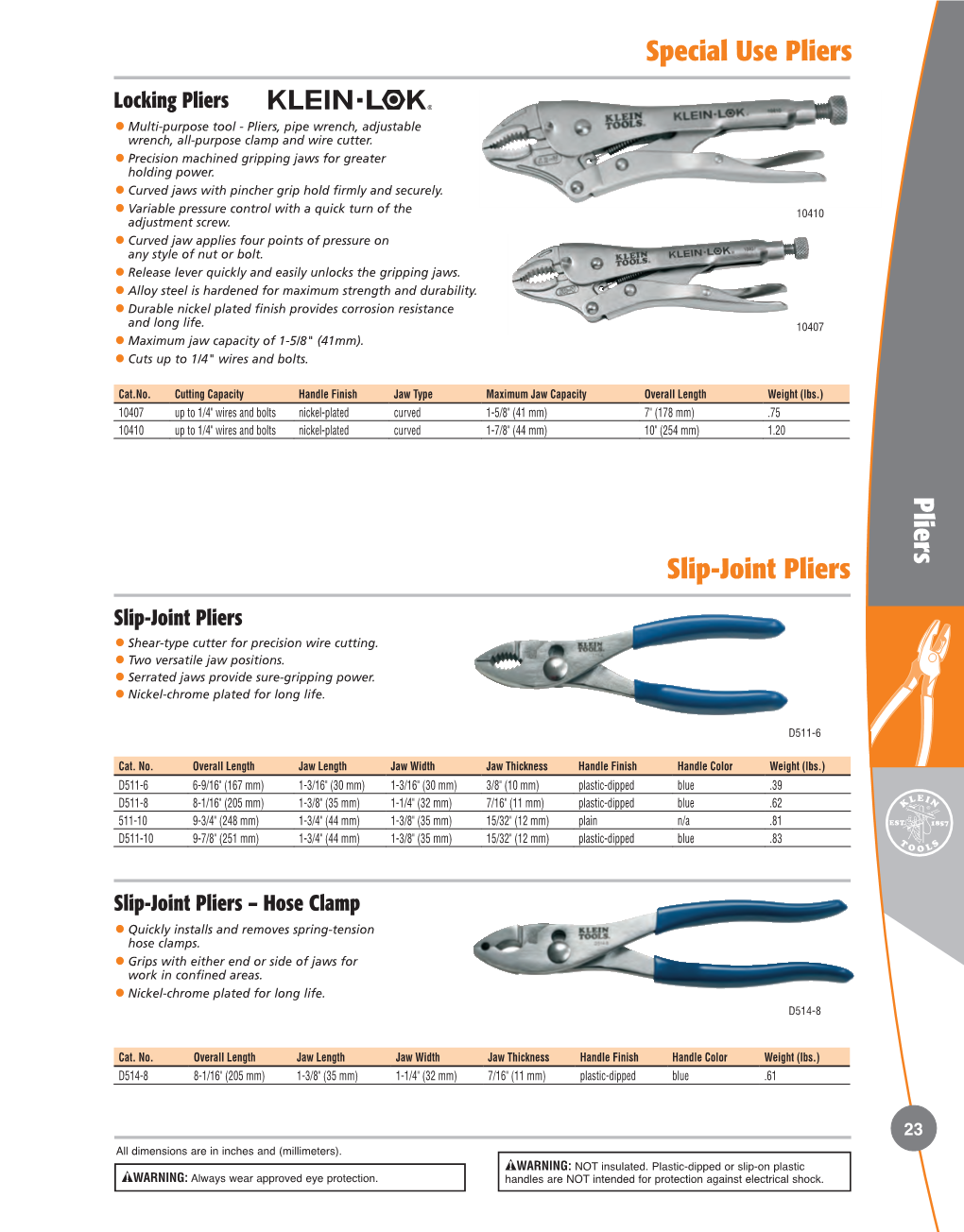 Pliers Slip-Joint Pliers Special Use Pliers