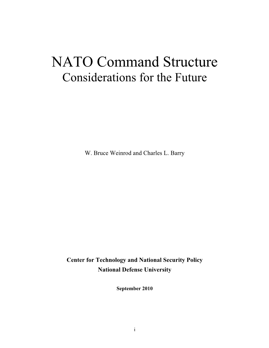 NATO Command Structure Considerations for the Future